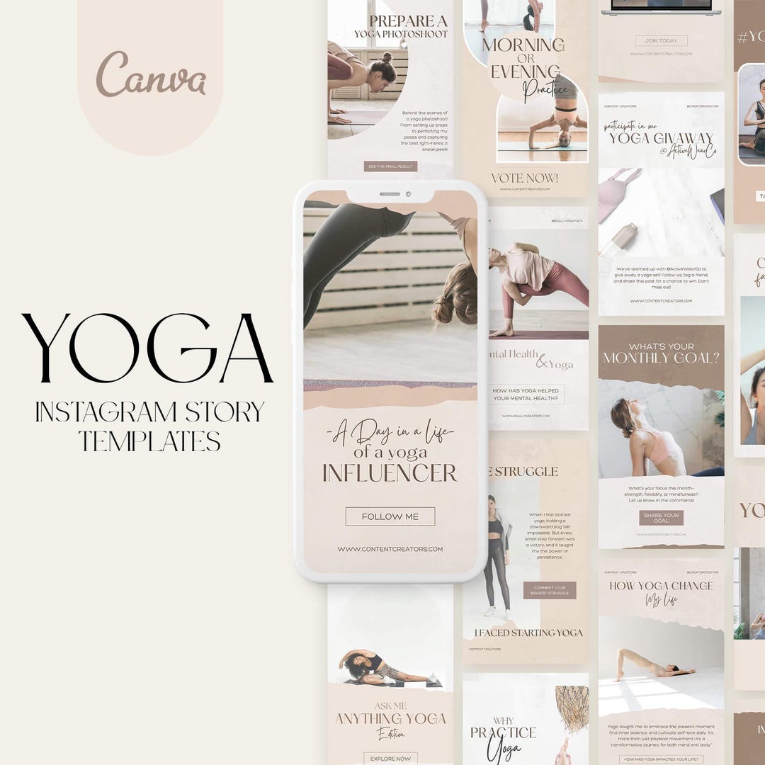 Yoga Instagram Story Templates, Yoga Teacher Wellness Coach, Fitness ...