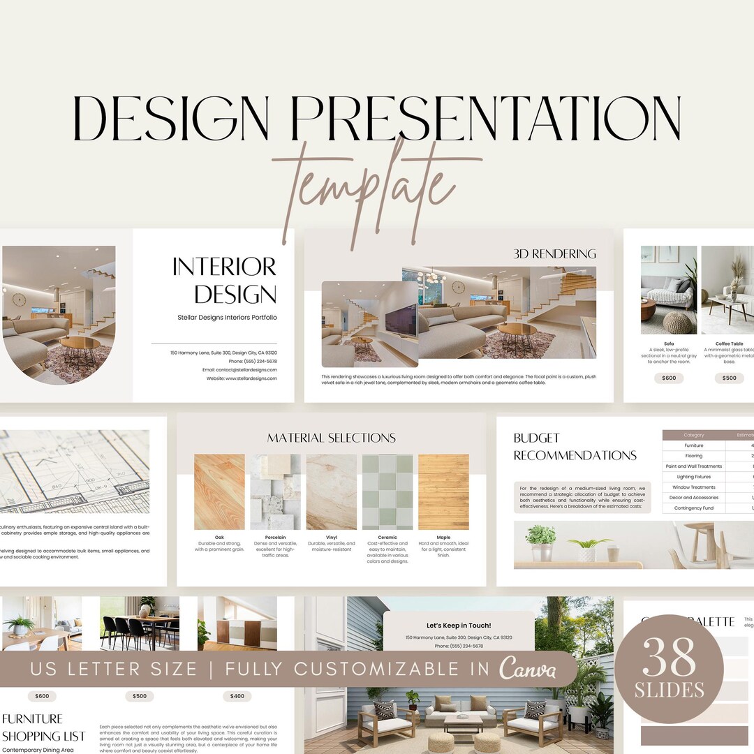 Design Presentation Template | Interior Design | Portfolio Editable ...
