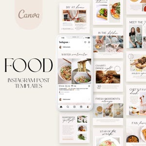 Plantilla de publicación de Instagram de comida / Recetas gourmet / Diseño minimalista / Receta de cocina Alimentación saludable / Publicación de tema neutral para dietistas