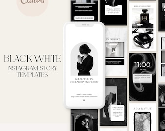 Black White Instagram Story Template | Black and White Elegant Template | Editable Social Media Story | Minimalist Canva Template | Bold