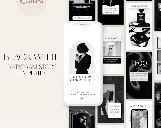 50 Black & White Instagram Story Templates for Canva | IG Template ...