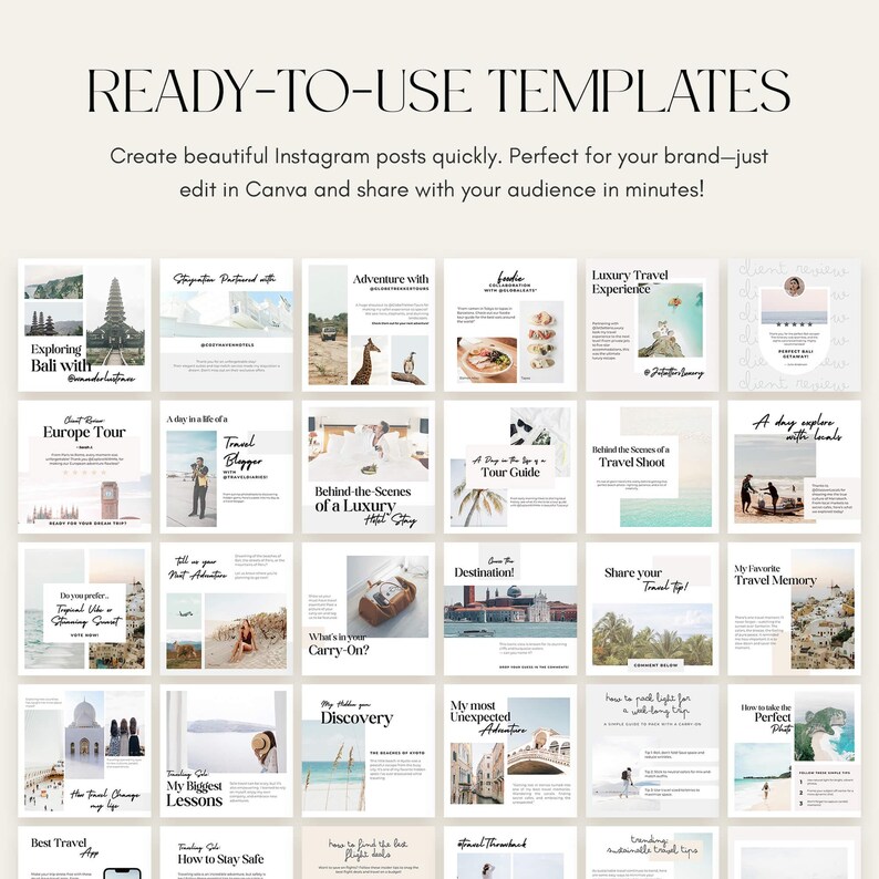 Travel Instagram Post Templates | Vacation Resort Template Travel Canva ...