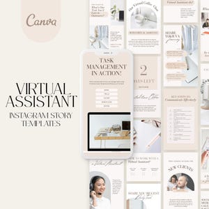 Virtual Assistant Instagram Story Templates, Virtual Assistant Social Media, Business Coaching Instagram Template, VA Instagram Post Canva