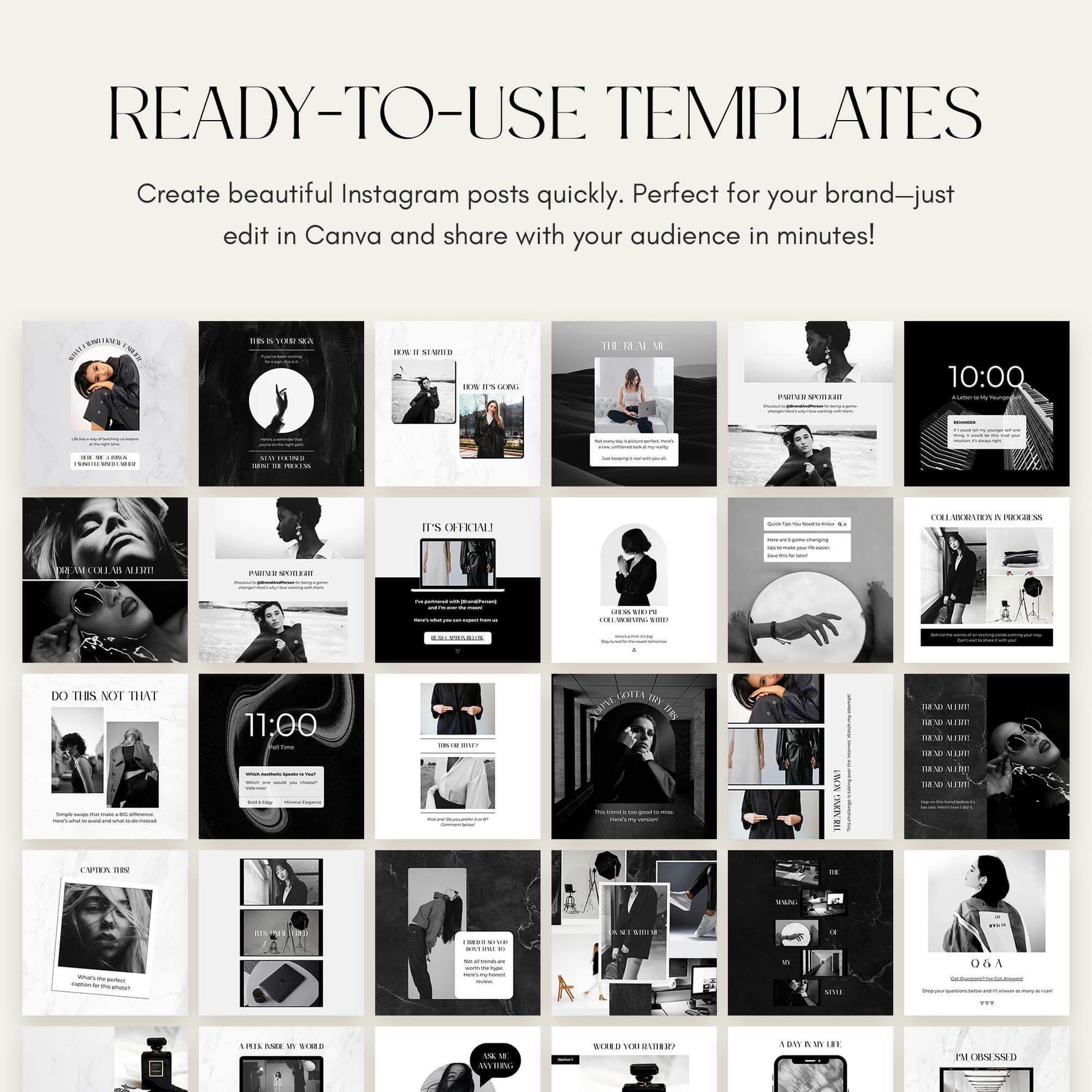 Black White Instagram Post Template | Minimal | Social Media Post Pack ...