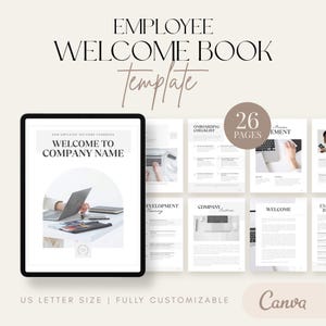 Employee Welcome Book Template | New Hire | Modern Employee Handbook | HR Guide | Workplace Culture Onboarding Template | Minimalist Design