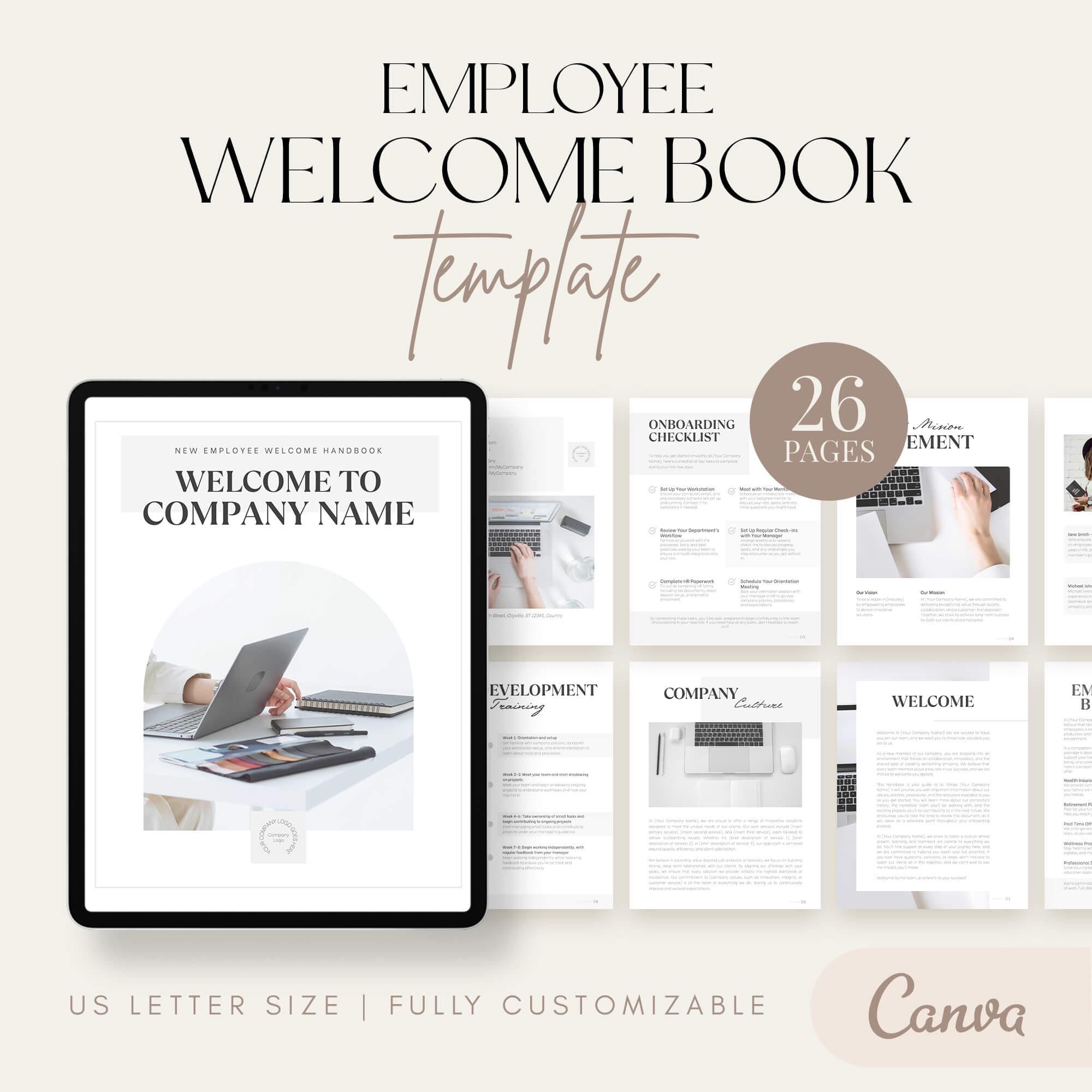 Employee Welcome Book Template | New Hire | Modern Employee Handbook ...