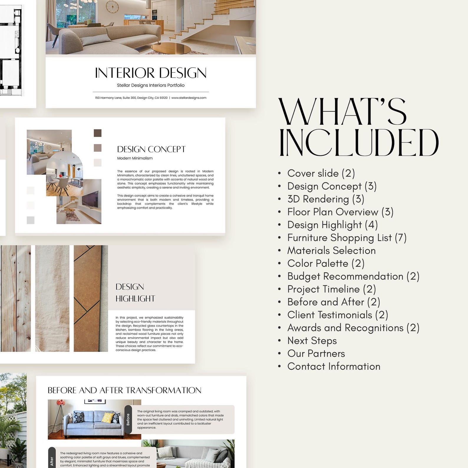 Design Presentation Template | Interior Design | Portfolio Editable ...