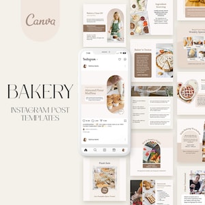 Modelos de postagem do Instagram de padaria | Café, cafeteria, padaria, bolo, negócios, mídia social, padaria, pão, menu, saudável, pastelaria, sobremesa, cupcake, conteúdo