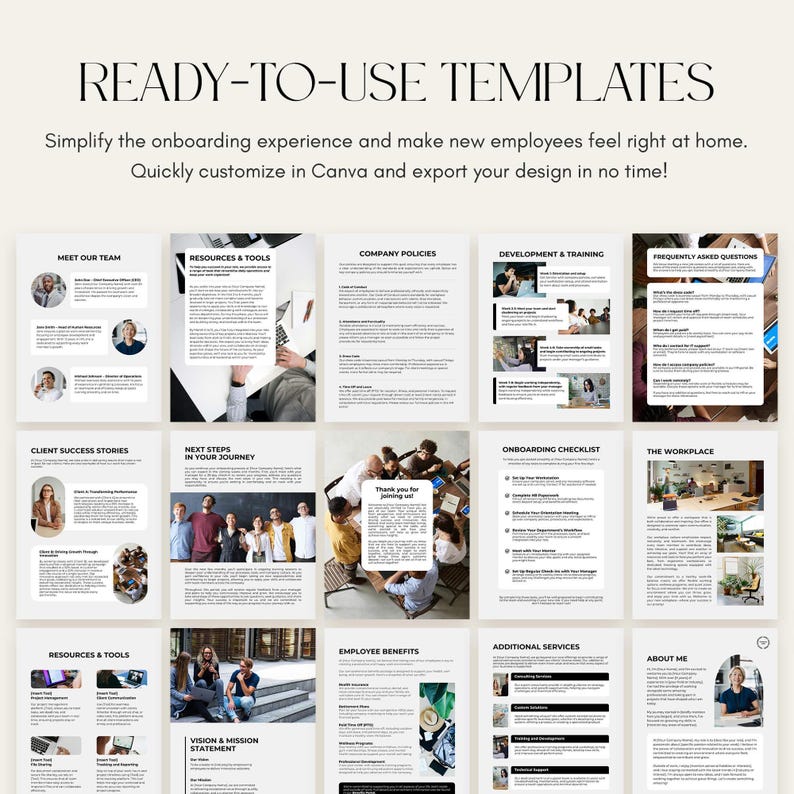 Welcome Booklet Examples Employee Welcome Book Template | Canva Editing Handbook | Minimalist ...