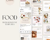 Food Instagram Post Templates | Recipes Canva Content | Editable Chef Content, Beige Colors | Healthy Eating Recipe Branding, Foodie Blogger