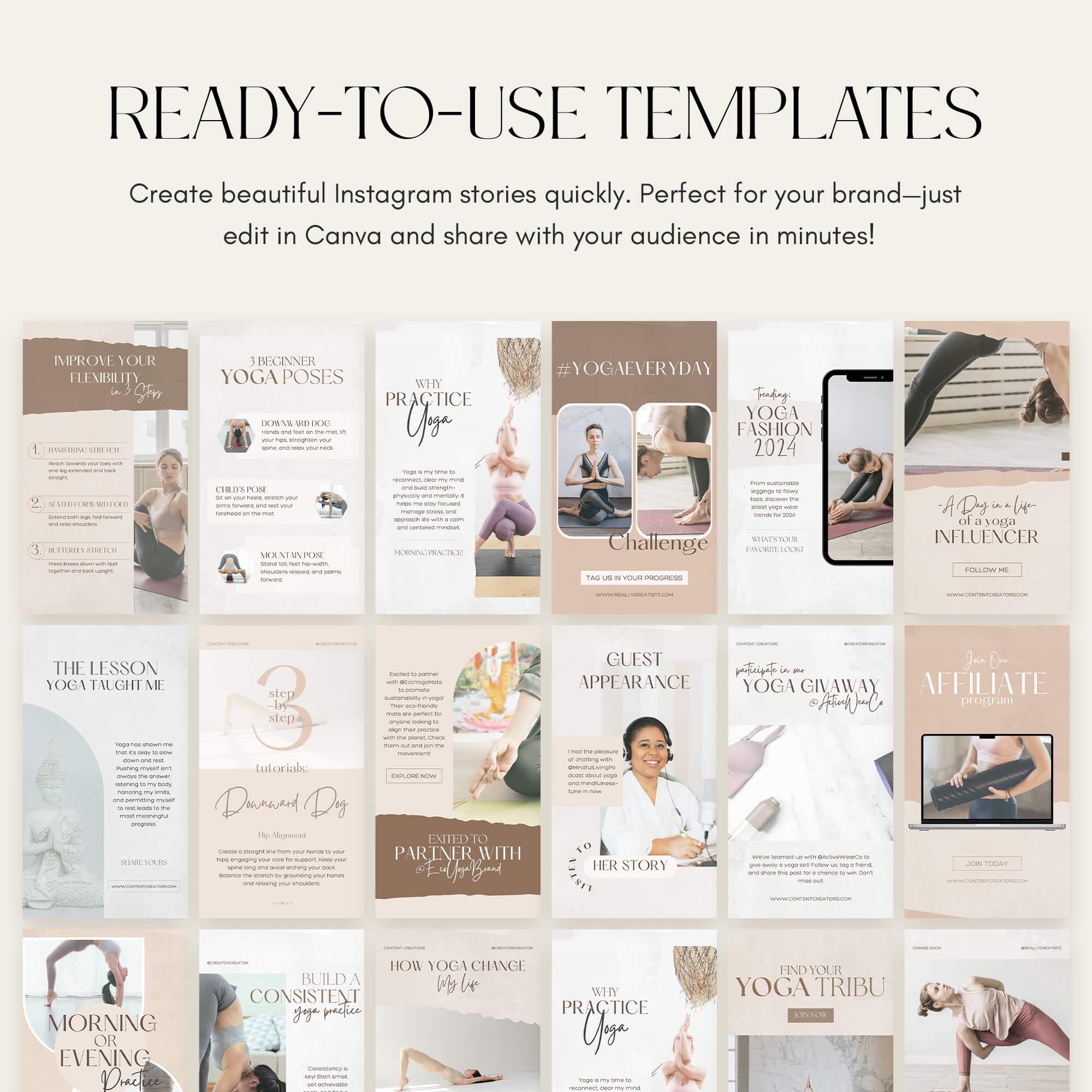 Yoga Instagram Story Templates, Yoga Teacher Wellness Coach, Fitness ...
