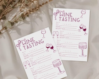 Wine Tasting Scorecard Set: Date Night Ideas, Wine Blind tasting Game, Wine Scoring Sheets, Wine Tasting Card