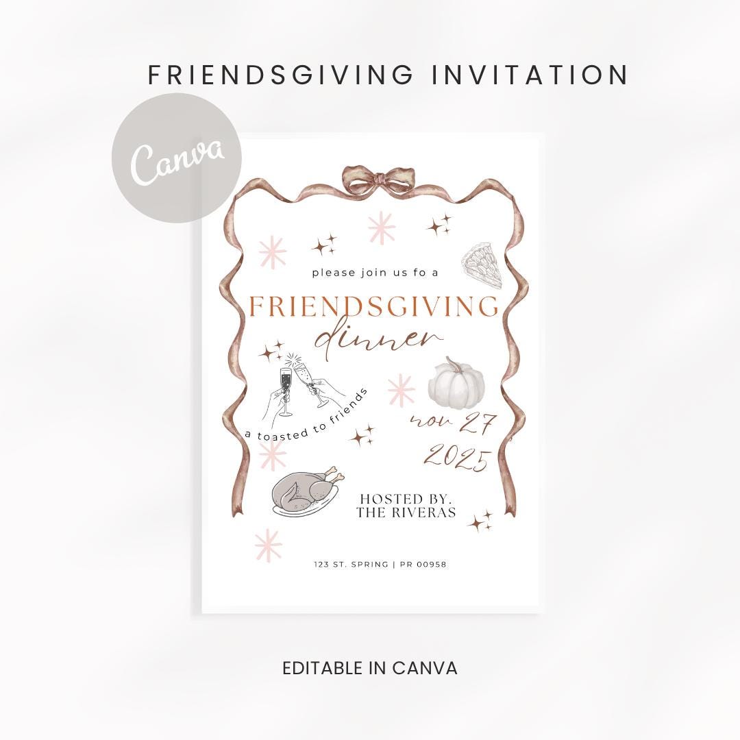 Friendsgiving Invitation Template | Template Editable in Canva ...