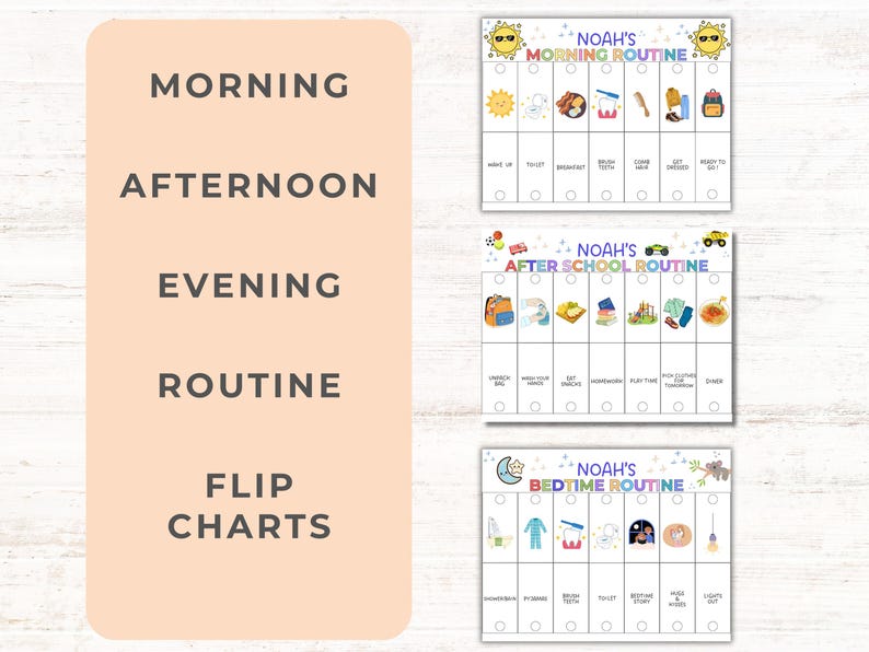 Routine Flip Chart Daily Routine, Morning Afternoon & Evening Routine ...