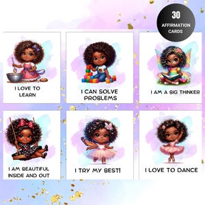 Cartões de afirmação para meninas negras e pardas, cartões de incentivo para lancheiras, afirmações positivas para fortalecer e aumentar a confiança das crianças