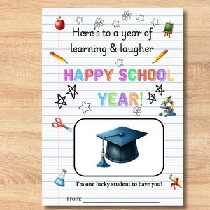Happy School Year-cadeaukaarthouder, cadeau van student aan leraar, First Day of School-cadeaukaarthouder aan leraar, nieuwe schooljaar-cadeaukaart