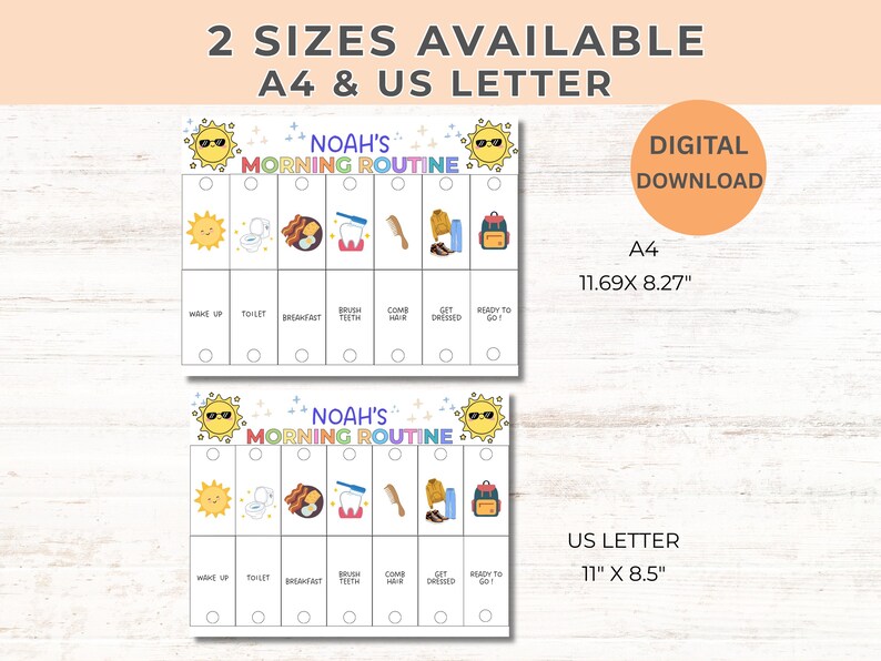 Morning Task Chart Printable Routine Flip Chart Daily Routine, Morning Afternoon & Evening Routine ...