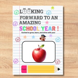 Terug naar school afdrukbare leraar cadeaukaarthouder, eerste schooldag cadeau van student aan leraar, leraar cadeaukaarthouder eerste dag