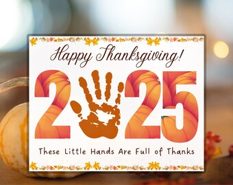 Thanksgiving Handabdruck Art Craft 2025, Happy Thanksgiving Handabdruck Erinnerungskunst, Thanksgiving Handabdruck Aktivität, Dankesgedicht Handabdruck Kunst