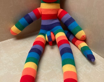 RAINBOW PRIDE Anatomically Correct Sock Monkey Artisan Made in USA