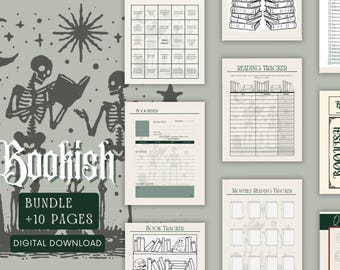 Bookish Bundle of Extras for Book Lovers or Book Club Spooky Design Digital Download