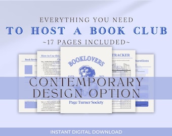 Book Club Hosting Kit Contemporary Design Bundle Digital Download