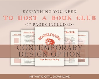 Book Club Hosting Kit Contemporary Design Bundle Digital Download
