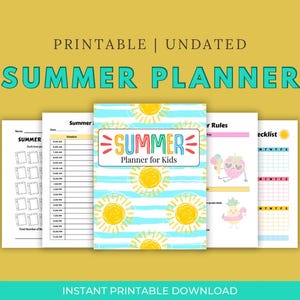 Summer Fun Kids Planner – 52 Page Printable PDF | Daily Checklists, Activities, Reading & Movie Logs, Summer To-Do Lists | Instant Download