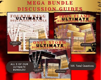 Empyrean Series Mega ultimative Diskussionsleitfaden Bundle | 105 Buchklub Fragen | Digitaler Download | Vierter Flügel | Flamme aus Eisen | Onyx Storm