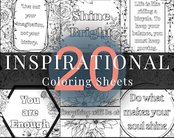 20 Inspirational Coloring Pages | Floral Motivational Quotes | Digital Download