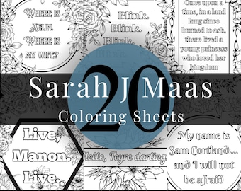 Pagine da colorare con citazioni floreali di Sarah J. Maas – 20 pagine stampabili / ACOTAR, Crescent City, Trono di vetro
