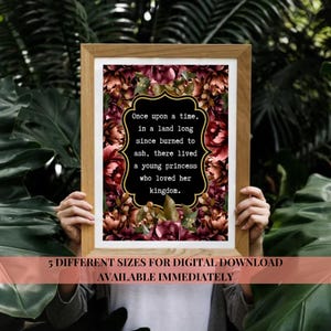 Throne of Glass Floral Quote Printable Wall Art | Digital Download | Sarah J. Maas Book Lover Decor | 5 Sizes Included