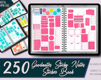 Digitale Sticky Notes-collectie – Helder zomerpalet - 250 stickers in 5 kleuren voor GoodNotes, perfect voor digitale planners en notities