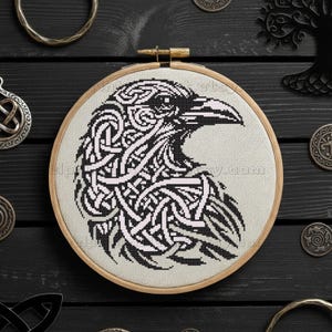 Keltisk knut Korp Korsstygn, Gotiskt knutarbete Gothmas Broderi, Mytisk Nordisk PDF, Skandinavisk Nordisk Djursymbol, Omedelbar Nedladdning