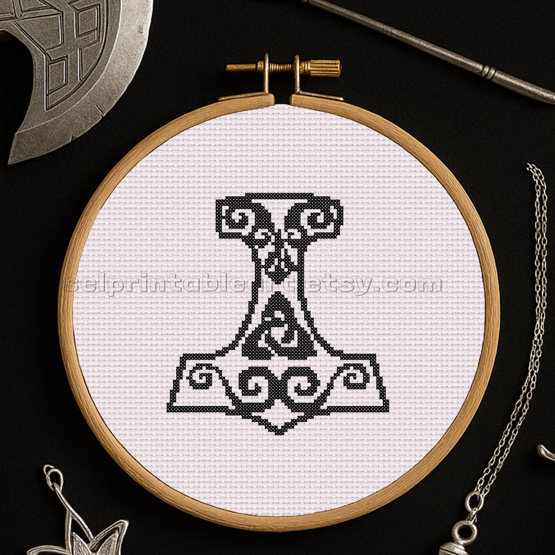 Thor 3 Pattern Thor Hammer Mjolnir Cross Stitch Pattern, Norse Symbol Ornament Stitch ...