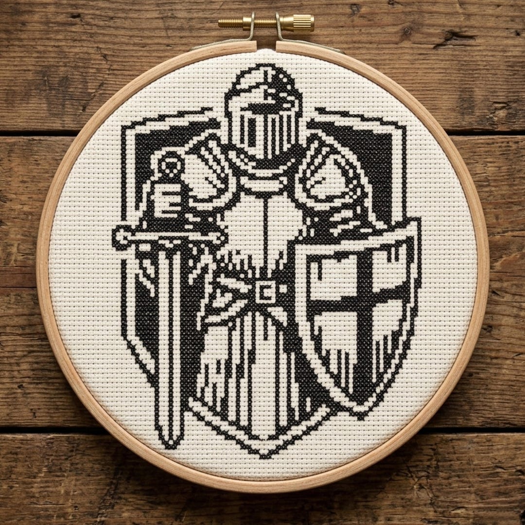 Crusader Fighting Knight Cross Stitch Pattern, Medieval Historic ...