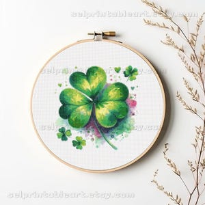 Lucky Shamrock kruissteek borduurpatroon, vier St. Patrick's Day, Ierse traditie en folklore, digitale bestanden PDF instant download