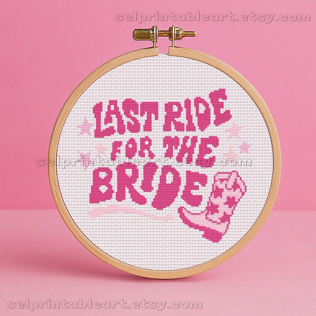 Last Ride for the Bride Cross Stitch Pattern, Cowgirl Bachelorette ...
