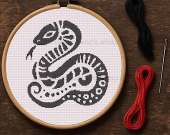 Nordische Tribal Schlange Kreuzstich, keltische gotische Stickerei, nordisches heidnisches Symbol, Gothmas digitales Geschenk für schwarze Schlange Knotwork Wohnkultur
