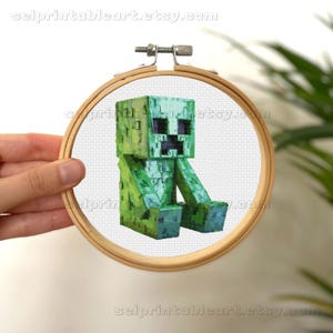 Creeper Minecraft Game Characters Cross Stitch Pattern, Fun Embroidery, Instant Download, Gaming Characters Embroidery For Home Decor
