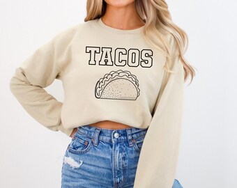 Sudadera de taco, comida mexicana, unisex, cuello redondo