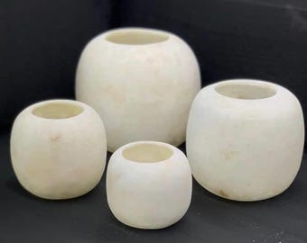 Handmade Natural Stone Egyptian Healing  Alabaster Candle Holder . Ball shape. Shipped from Canada.