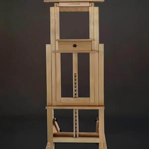 Caballete de pintura extragrande AuraLine de madera de haya: Caballete de estudio con ruedas, capacidad para lienzos de 79 pulgadas.