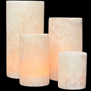 Handmade Natural Egyptian Healing Alabaster 8 inch Large Table Lamp / or 8 inch  Large Candle holder (no electricity) Shipped from Canada