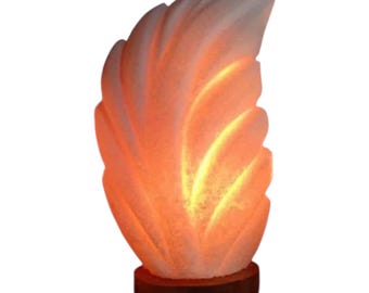 Natural Handmade Siwa Oasis Salt Lamp, White Rock, Wood Base, Zen Decor