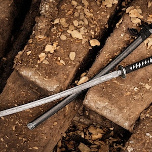 Japanese Katana Sword, Black Katana, Samurai Sword, Ninja Sword, Handmade Black Sword, Gift for Boyfriend, Anime Inspired gift for men USA