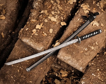 Japanese Katana Sword, Black Katana, Samurai Sword, Ninja Sword, Handmade Black Sword, Gift for Boyfriend, Anime Inspired gift for men USA