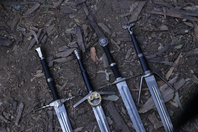 The Witcher 3 Wild Hunt Swords, Geralt Of Rivia Cosplay Swords, White Wolf Monster Slayer Swords, Replica Swords Kids Gifts, Christmas Gift
