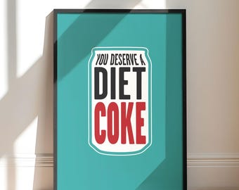 Diet Coke Typography Art Print: Quirky Kitchen Decor (Digital Download)