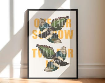 Magpie Folklore Art Print: Quirky Bird Wall Decor (Digital Download)